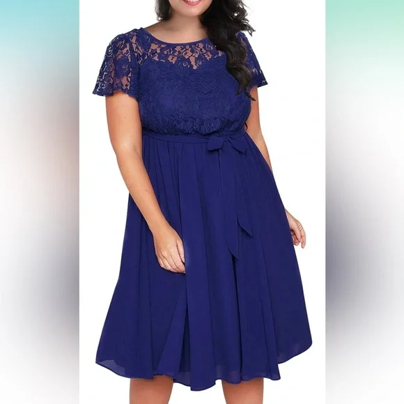 blue lace dress size 18 Radiant Blue Lace Applique Prom Dress with Sparkling Tulle Skirt and Thigh-High Slit 22218 Custom Colors / US14